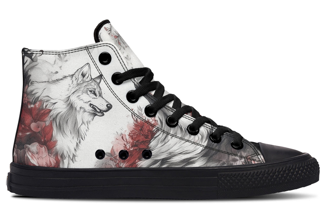 Crimson Wolf High Tops - Classic Premium Canvas Shoes with Comfortable and Durable Soles