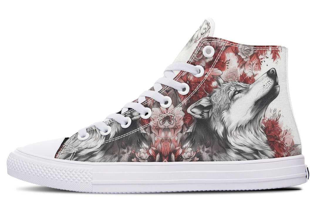 Crimson Wolf High Tops - Classic Premium Canvas Shoes with Comfortable and Durable Soles