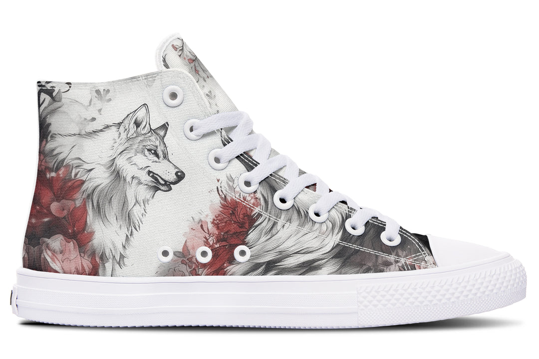 Crimson Wolf High Tops - Classic Premium Canvas Shoes with Comfortable and Durable Soles