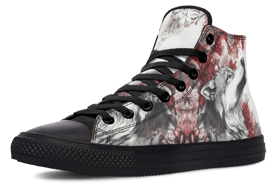 Crimson Wolf High Tops - Classic Premium Canvas Shoes with Comfortable and Durable Soles