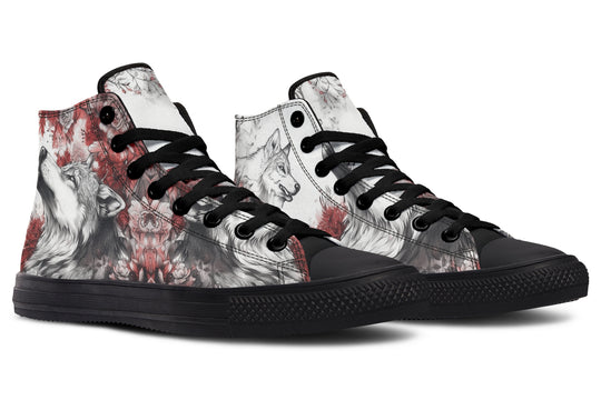 Crimson Wolf High Tops - Classic Premium Canvas Shoes with Comfortable and Durable Soles