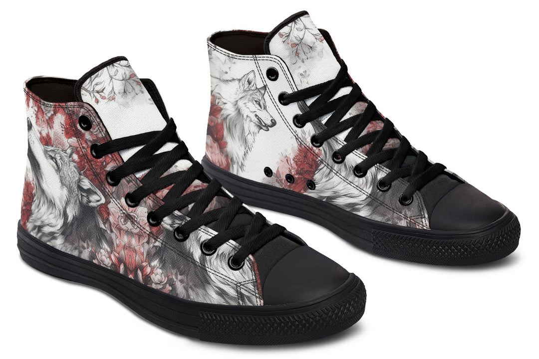 Crimson Wolf High Tops - Classic Premium Canvas Shoes with Comfortable and Durable Soles