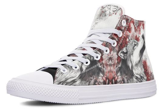 Crimson Wolf High Tops - Classic Premium Canvas Shoes with Comfortable and Durable Soles