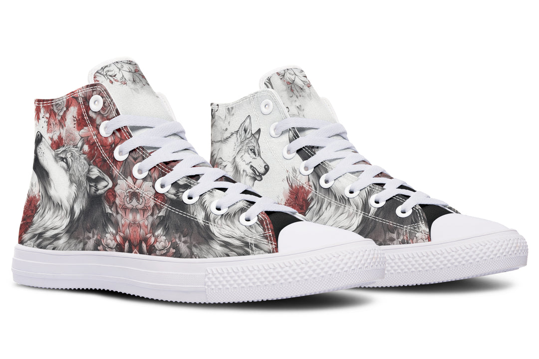 Crimson Wolf High Tops - Classic Premium Canvas Shoes with Comfortable and Durable Soles