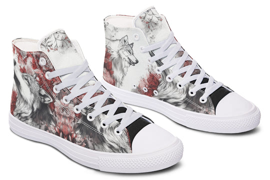 Crimson Wolf High Tops - Classic Premium Canvas Shoes with Comfortable and Durable Soles