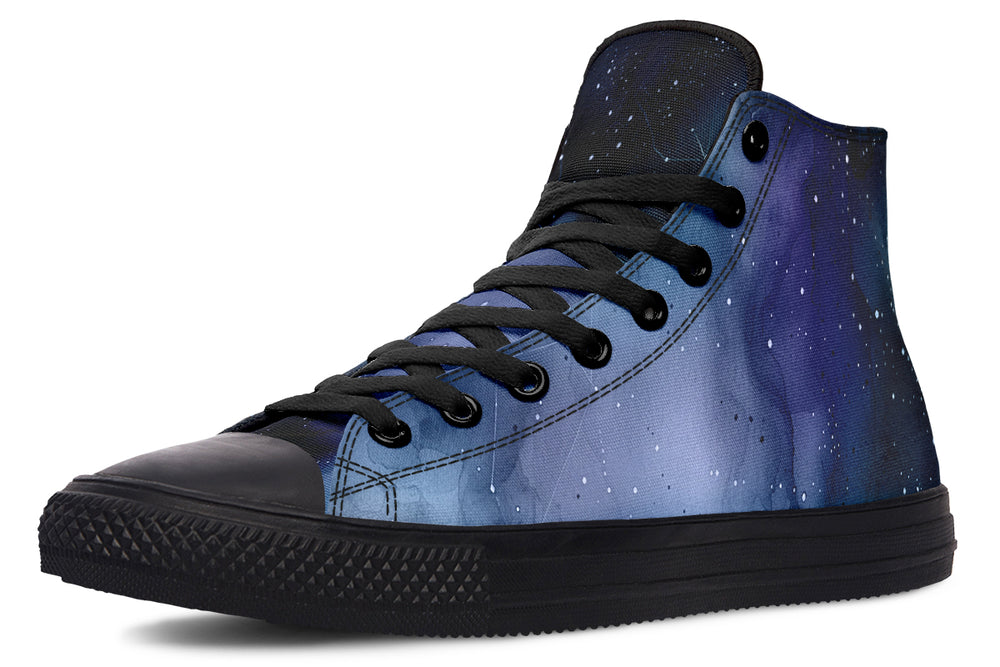 Deep Blue High Tops - Classic Premium Canvas Shoes with Comfortable and Durable Soles