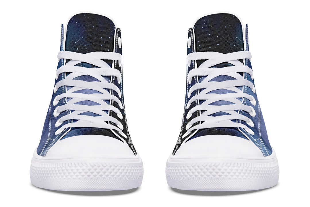 Deep Blue High Tops - Classic Premium Canvas Shoes with Comfortable and Durable Soles