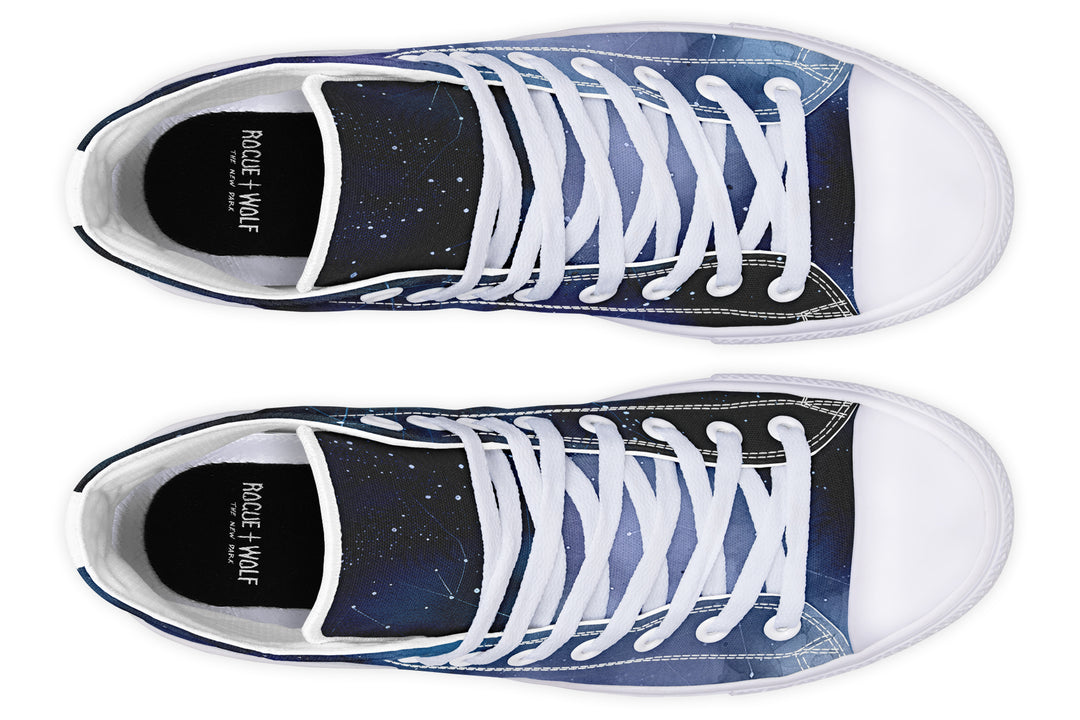 Deep Blue High Tops - Classic Premium Canvas Shoes with Comfortable and Durable Soles