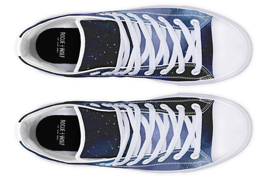 Deep Blue High Tops - Classic Premium Canvas Shoes with Comfortable and Durable Soles