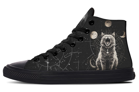 Eclipse Cat High Tops - Classic Premium Canvas Shoes with Comfortable and Durable Soles