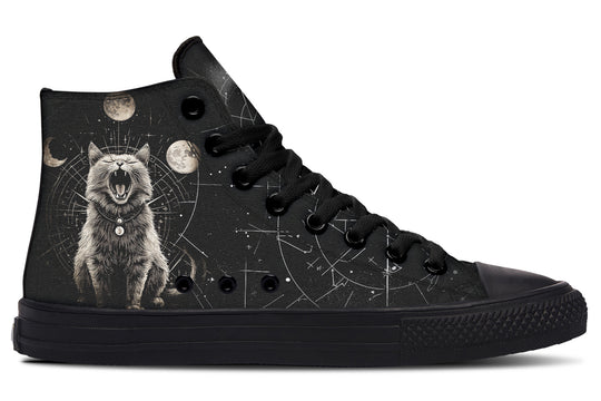 Eclipse Cat High Tops - Classic Premium Canvas Shoes with Comfortable and Durable Soles