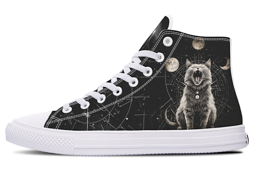 Eclipse Cat High Tops - Classic Premium Canvas Shoes with Comfortable and Durable Soles