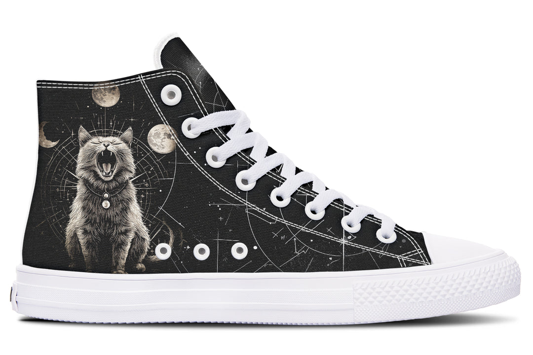 Eclipse Cat High Tops - Classic Premium Canvas Shoes with Comfortable and Durable Soles