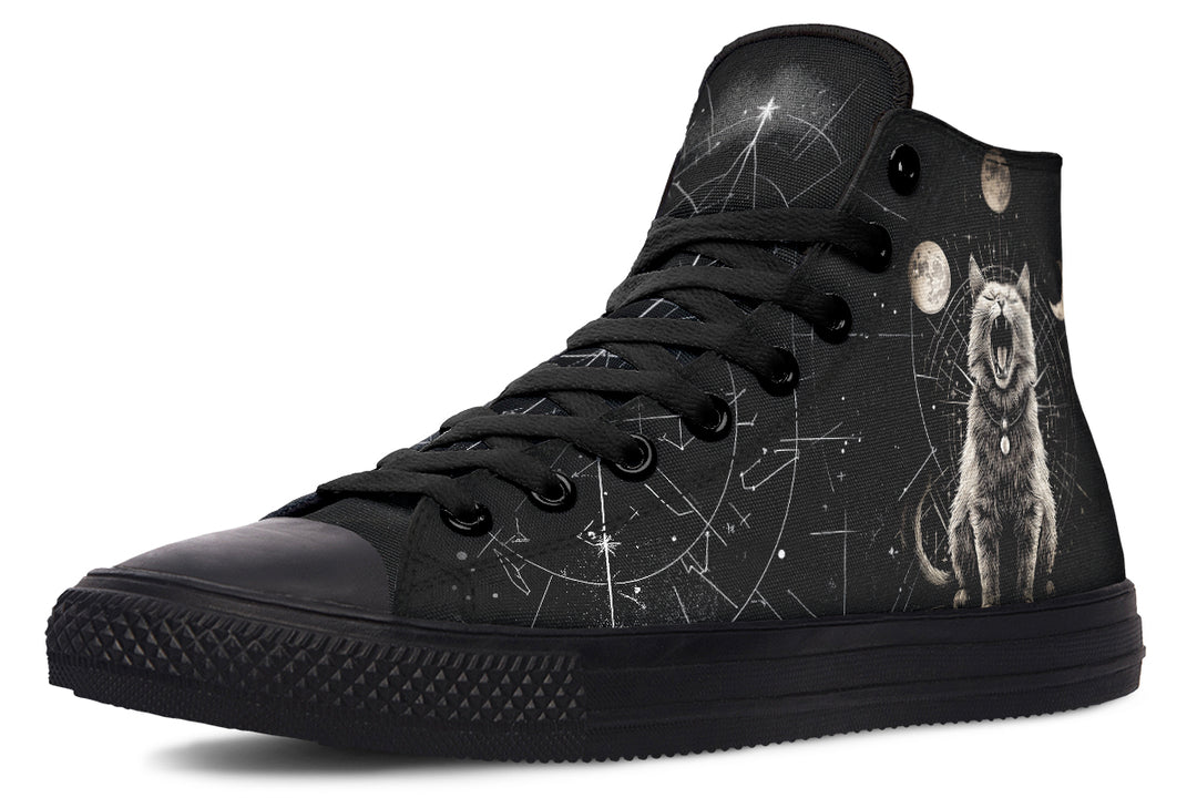 Eclipse Cat High Tops - Classic Premium Canvas Shoes with Comfortable and Durable Soles