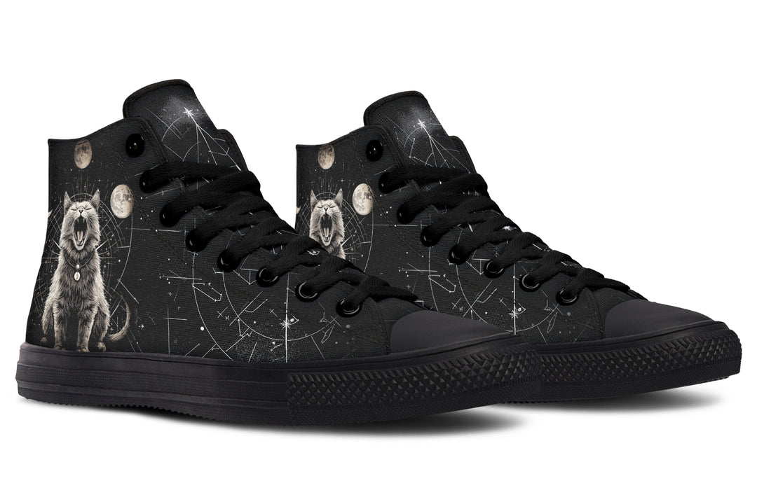 Eclipse Cat High Tops - Classic Premium Canvas Shoes with Comfortable and Durable Soles