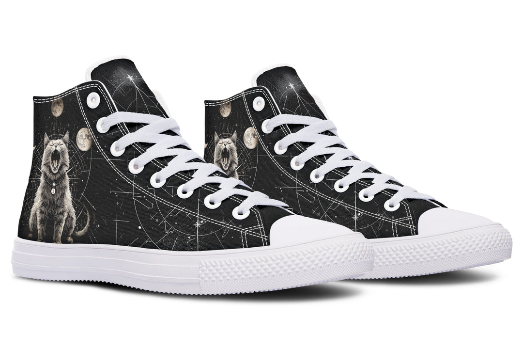 Eclipse Cat High Tops - Classic Premium Canvas Shoes with Comfortable and Durable Soles