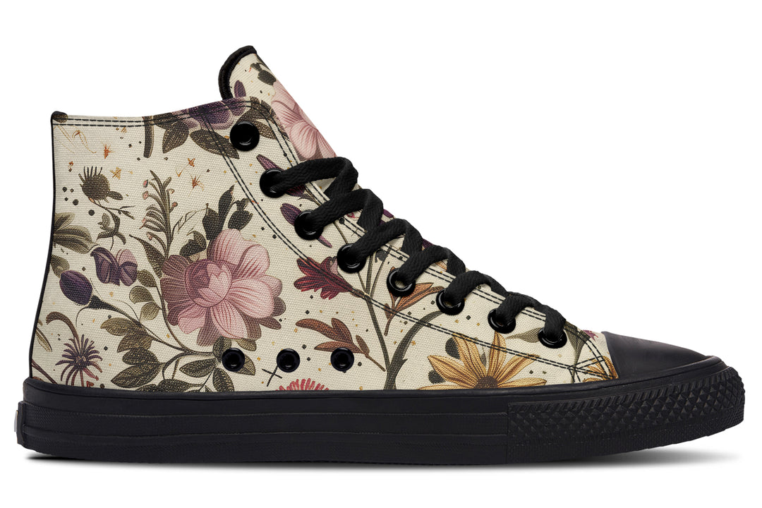 Enchanted Blossoms High Tops - Classic Premium Canvas Shoes with Comfortable and Durable Soles