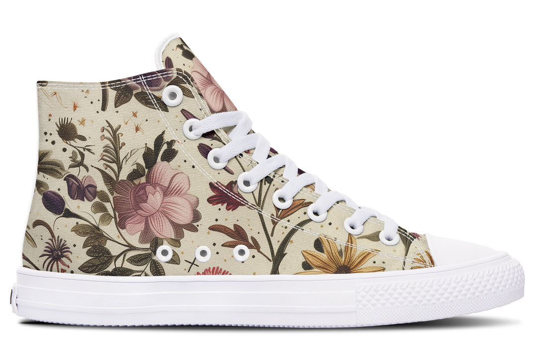 Enchanted Blossoms High Tops - Classic Premium Canvas Shoes with Comfortable and Durable Soles