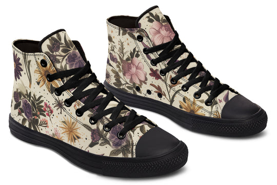 Enchanted Blossoms High Tops - Classic Premium Canvas Shoes with Comfortable and Durable Soles