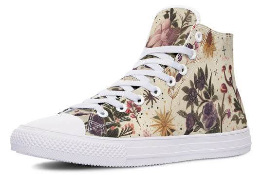 Enchanted Blossoms High Tops - Classic Premium Canvas Shoes with Comfortable and Durable Soles