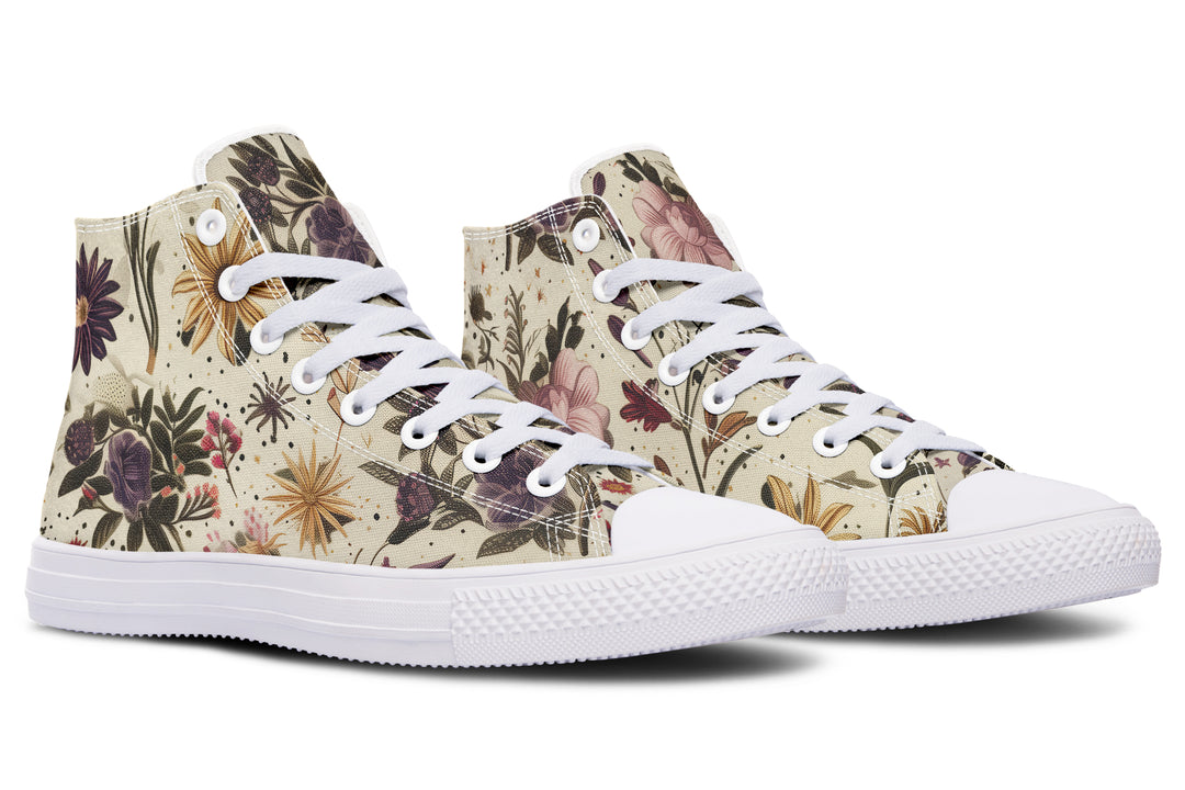 Enchanted Blossoms High Tops - Classic Premium Canvas Shoes with Comfortable and Durable Soles