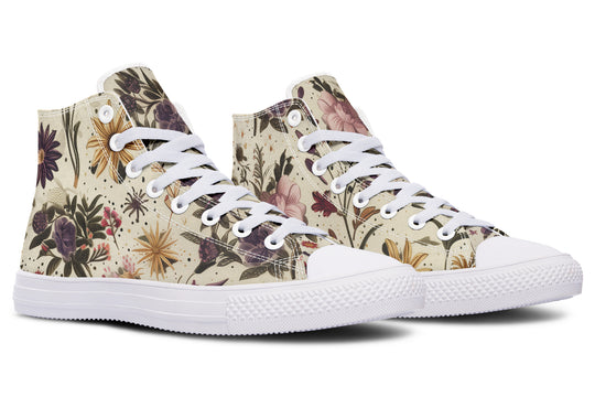 Enchanted Blossoms High Tops - Classic Premium Canvas Shoes with Comfortable and Durable Soles