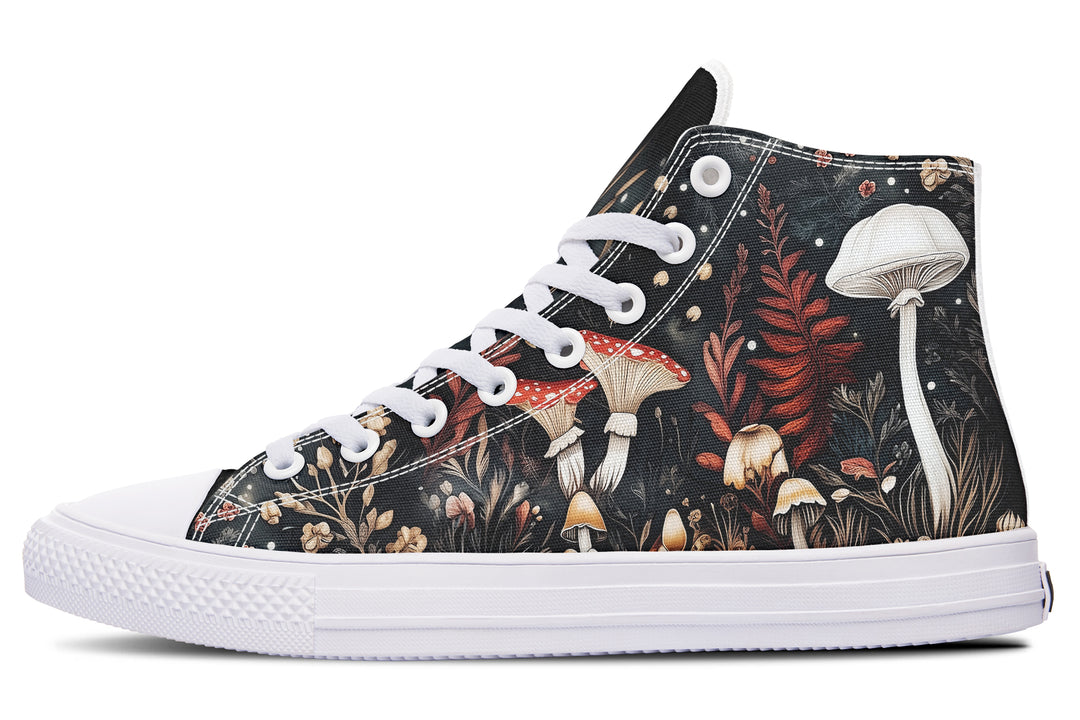 Faery Fungi High Tops - Classic Premium Canvas Shoes with Comfortable and Durable Soles