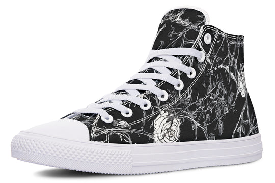 Fragile Rose High Tops - Classic Premium Canvas Shoes with Comfortable and Durable Soles