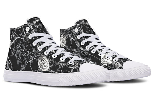 Fragile Rose High Tops - Classic Premium Canvas Shoes with Comfortable and Durable Soles