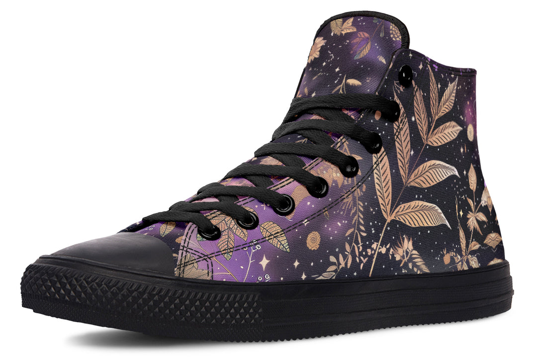 Galactic Bloom High Tops - Classic Premium Canvas Shoes with Comfortable and Durable Soles