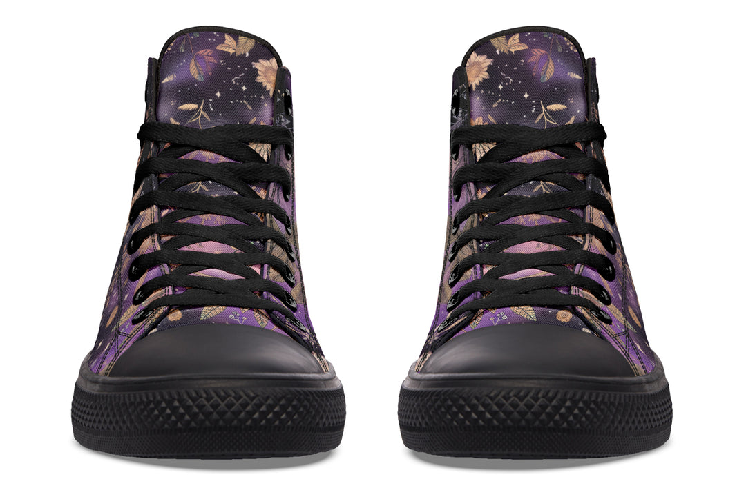 Galactic Bloom High Tops - Classic Premium Canvas Shoes with Comfortable and Durable Soles