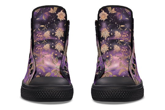 Galactic Bloom High Tops - Classic Premium Canvas Shoes with Comfortable and Durable Soles