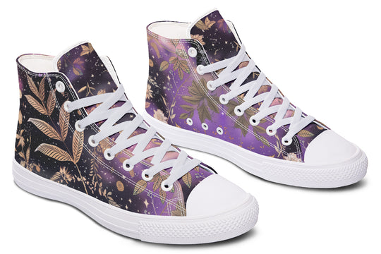 Galactic Bloom High Tops - Classic Premium Canvas Shoes with Comfortable and Durable Soles