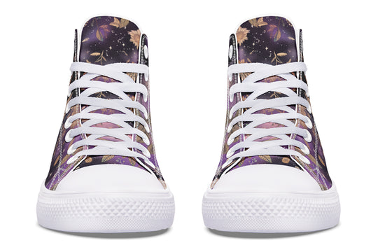 Galactic Bloom High Tops - Classic Premium Canvas Shoes with Comfortable and Durable Soles