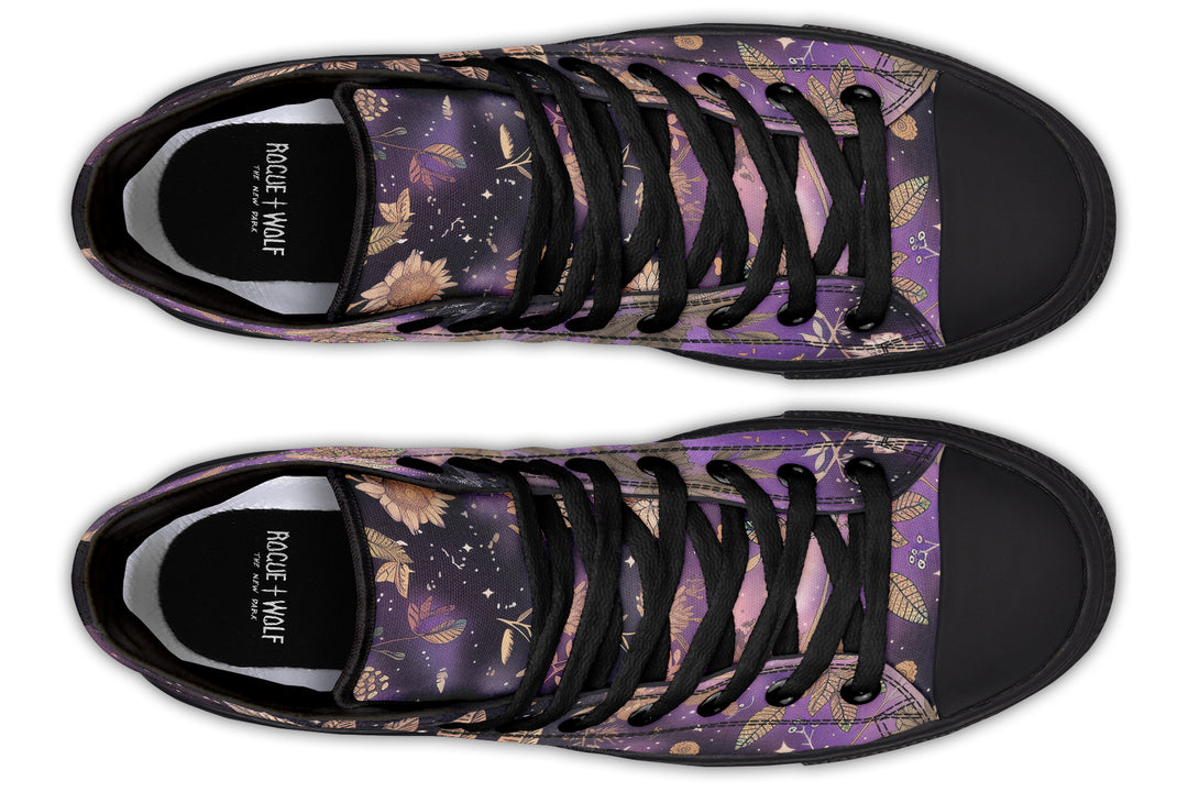 Galactic Bloom High Tops - Classic Premium Canvas Shoes with Comfortable and Durable Soles