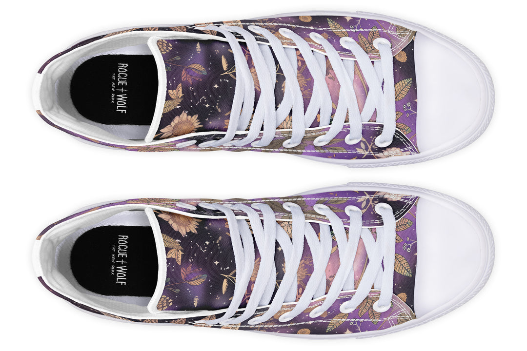 Galactic Bloom High Tops - Classic Premium Canvas Shoes with Comfortable and Durable Soles