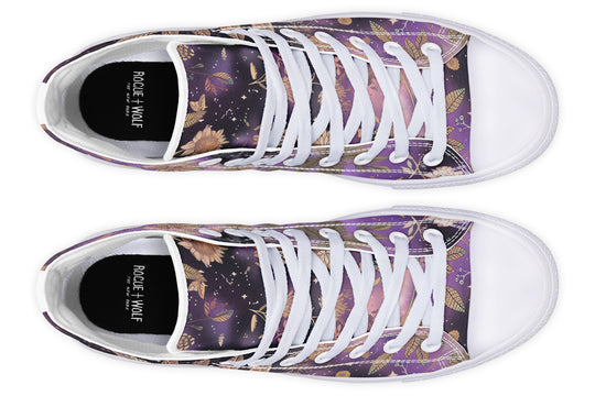 Galactic Bloom High Tops - Classic Premium Canvas Shoes with Comfortable and Durable Soles