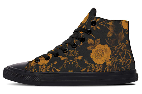 Golden Rose Romance High Tops - Classic Premium Canvas Shoes with Comfortable and Durable Soles