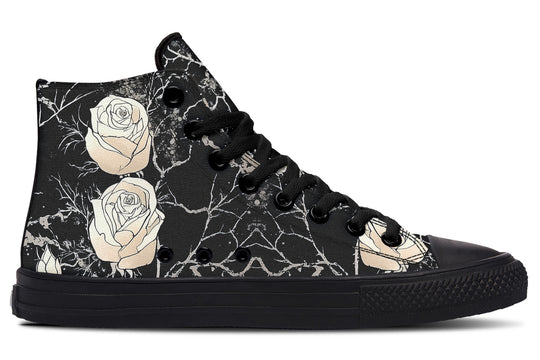 Ivory Kintsugi Rose High Tops - Classic Premium Canvas Shoes with Comfortable and Durable Soles