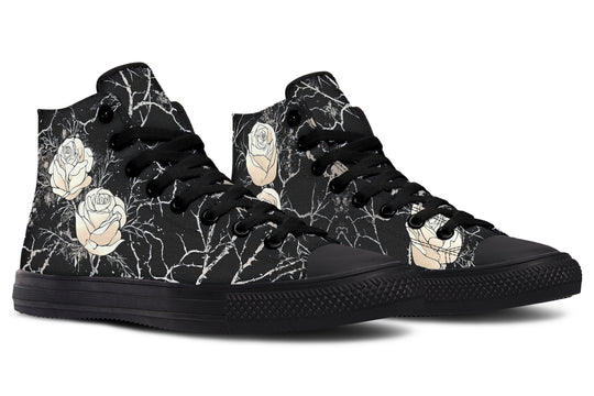 Ivory Kintsugi Rose High Tops - Classic Premium Canvas Shoes with Comfortable and Durable Soles