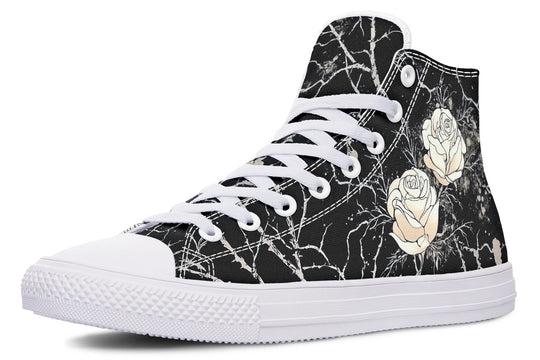 Ivory Kintsugi Rose High Tops - Classic Premium Canvas Shoes with Comfortable and Durable Soles