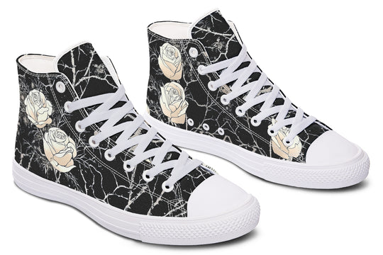 Ivory Kintsugi Rose High Tops - Classic Premium Canvas Shoes with Comfortable and Durable Soles