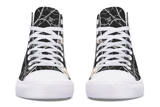 Ivory Kintsugi Rose High Tops - Classic Premium Canvas Shoes with Comfortable and Durable Soles