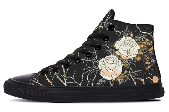 Kintsugi Rose High Tops - Classic Premium Canvas Shoes with Comfortable and Durable Soles