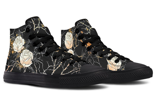 Kintsugi Rose High Tops - Classic Premium Canvas Shoes with Comfortable and Durable Soles