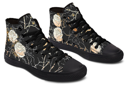 Kintsugi Rose High Tops - Classic Premium Canvas Shoes with Comfortable and Durable Soles