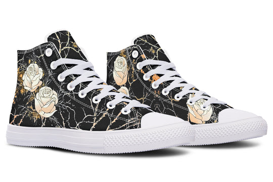 Kintsugi Rose High Tops - Classic Premium Canvas Shoes with Comfortable and Durable Soles