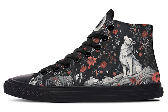 Lone Wolf High Tops - Classic Premium Canvas Shoes with Comfortable and Durable Soles