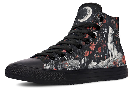 Lone Wolf High Tops - Classic Premium Canvas Shoes with Comfortable and Durable Soles