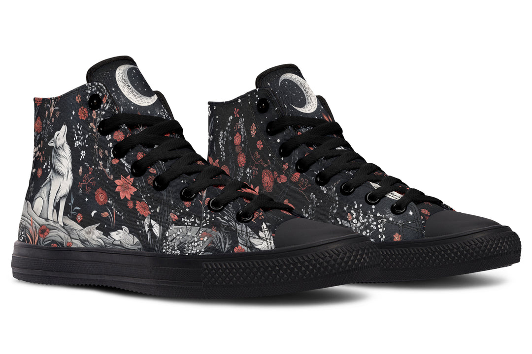 Lone Wolf High Tops - Classic Premium Canvas Shoes with Comfortable and Durable Soles